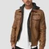 Indicode Jeans Aaron - Imitatieleren Jas - Brown -Herenmode 3c59fb6b2d684e7da69488c5ff014f2d
