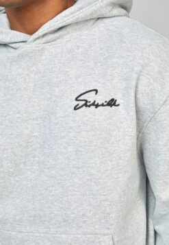 SikSilk Script Embroidery- Hoodie - Grey Marl -Herenmode 5b75a3b19add468cb15ccf9258182333
