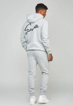 SikSilk Script Embroidery- Hoodie - Grey Marl -Herenmode 68ee5bf78a36479cb4371f35acceb5ef