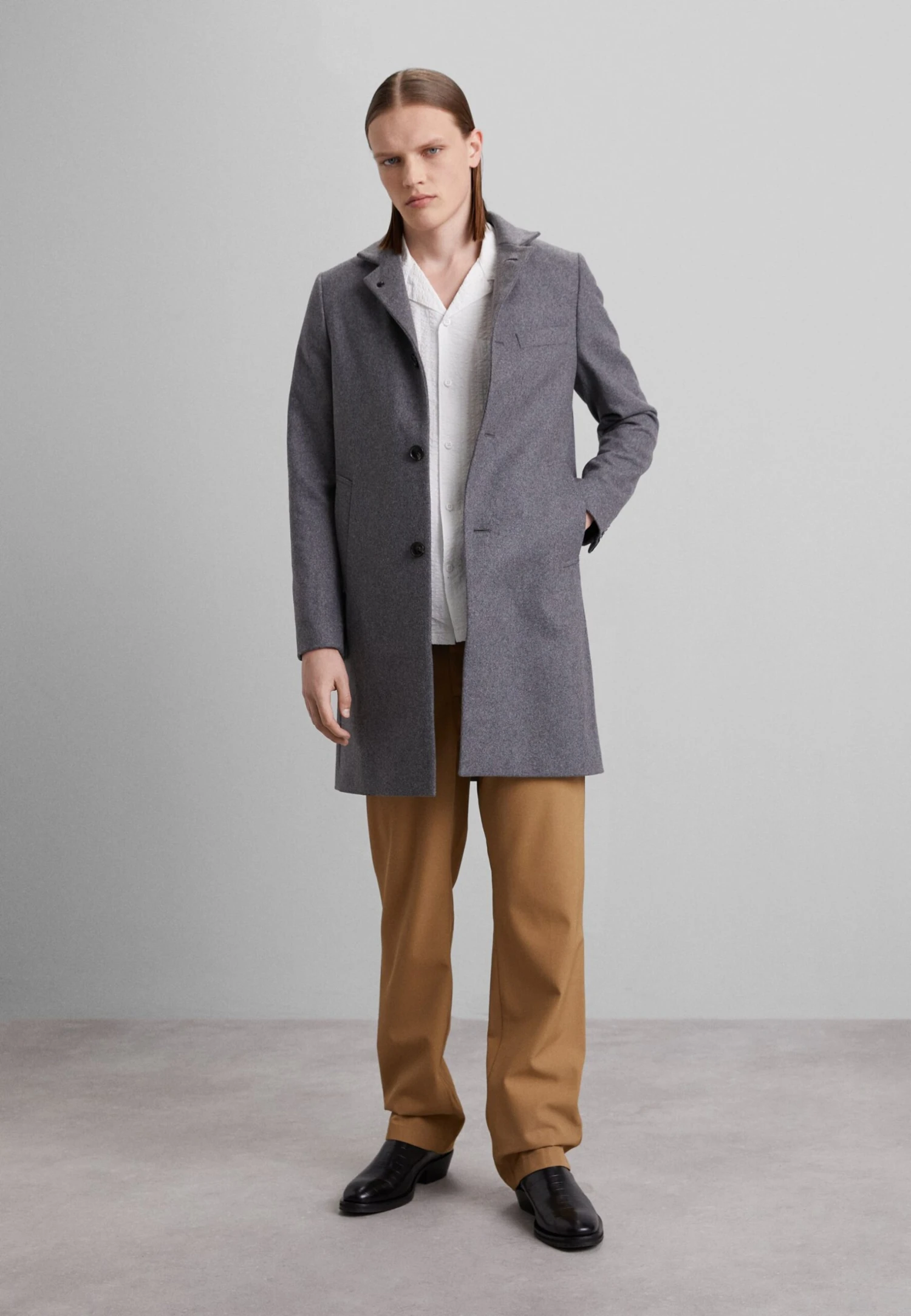 J.Lindeberg Holger Melton Coat - Mantel - Mid Grey Melange 4 J.Lindeberg Holger Melton Coat - Mantel - Mid Grey Melange - Afbeelding 2