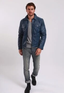Lee Cooper Leren Jas - Vintage Blue -Herenmode e10b0e2cc2bc417e96655abe315ea9cb